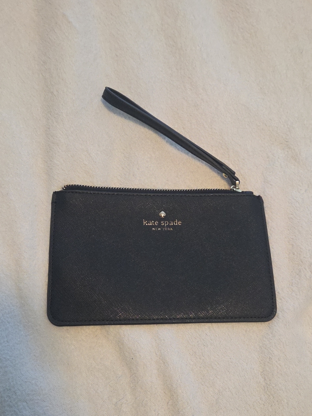 kate spade black leather wristlet clutch